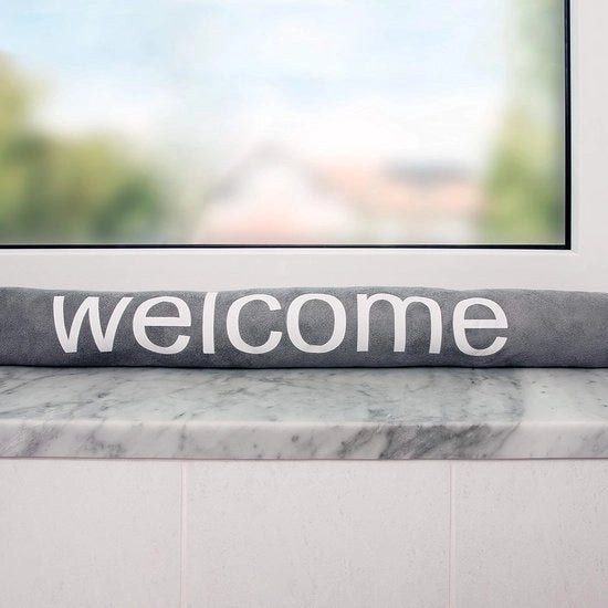 Blocco vento per porte e finestre, con sabbia, pesante, grigio, 90 x 10 cm