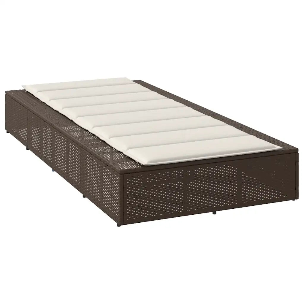 Lettino Prendisole | Sdraio da giardino | Lettino da sole con Cuscino Galleggiante Marrone Polyrattan