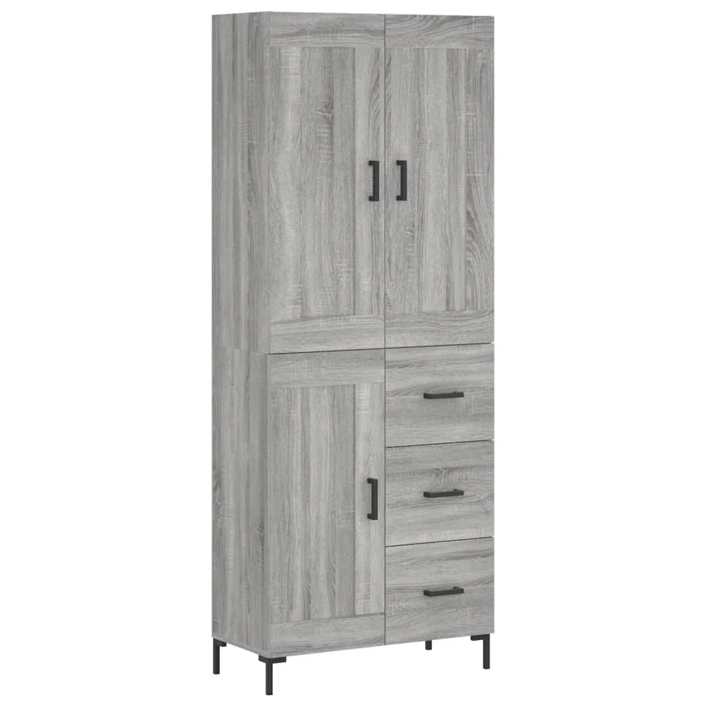 Buffet credenza cassettiera armadio mobile contenitore organizer cucina soggiorno salotto rovere Sonoma alto 69,5 x 34 x 180 cm legno ingegnerizzato grigio 02_0035531