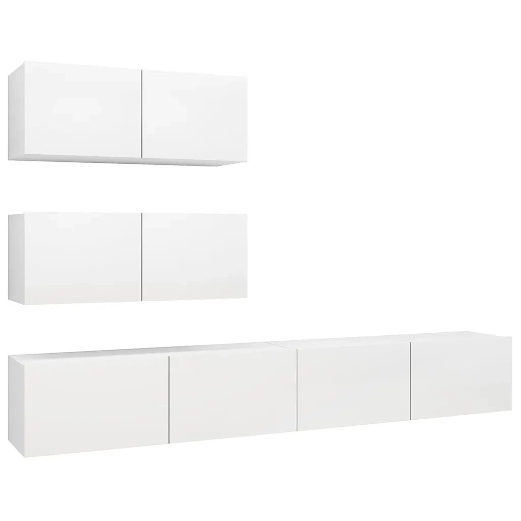 Set Mobili Porta TV 4 pz Bianco in Legno Multistrato 3078711
