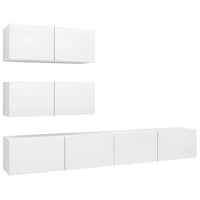 Set Mobili Porta TV 4 pz Bianco in Legno Multistrato 3078711