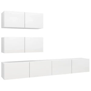Set Mobili Porta TV 4 pz Bianco in Legno Multistrato 3078711