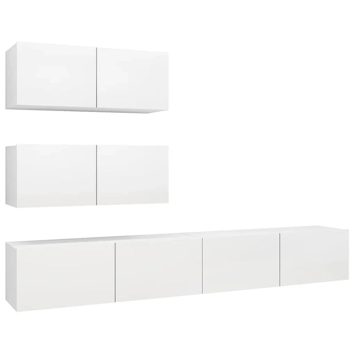 Set Mobili Porta TV 4 pz Bianco in Legno Multistrato 3078711