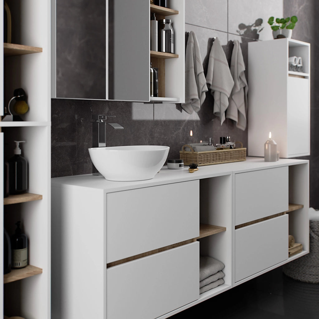 Mobile bagno sospeso VAMI Bianco, Sonoma Quercia 35 cm 1 anta 35x30x80 cm