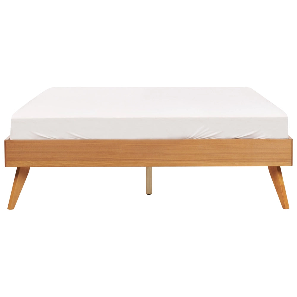 Letto matrimoniale in frassino naturale e MDF 120 x 200 cm Rete a doghe Stile minimalista scandinavo