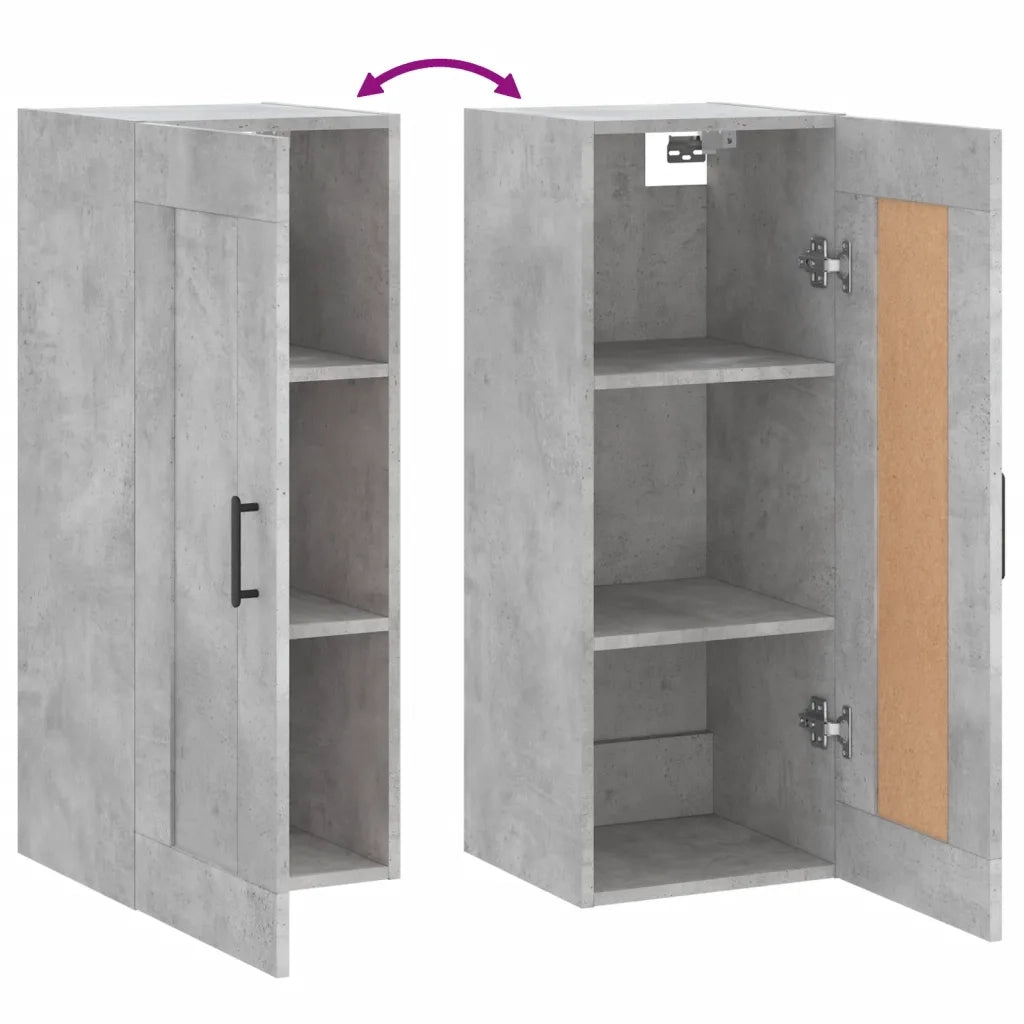 Armadietto a Muro | Mobile a Parete Grigio Cemento 34,5x34x90 cm Legno Multistrato