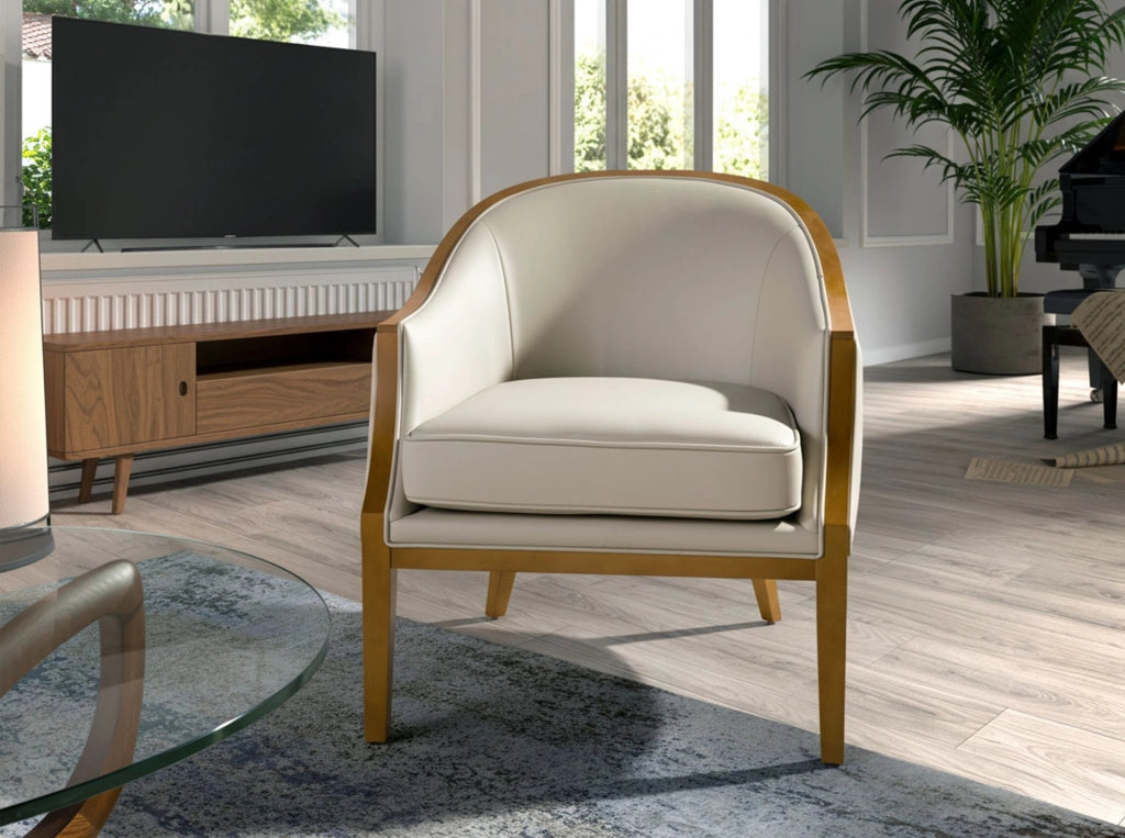 Poltrona in pelle sabbia
