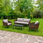 SINED Set divano 2 posti e 1 poltrona lounge grafite in alluminio e wicker struttura resistente per esterni cuscini sfoderabili in poliestere idrorepellente modello SET-DIVANO-GIARDINO-ASTI