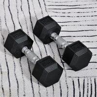 Set di 2 Manubri Esagonali da 6 kg con Presa Antiscivolo e Rivestimento in Gomma Nero