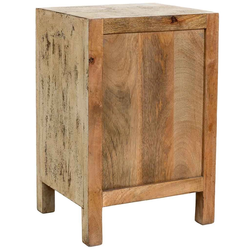 Comodino in legno fatto a mano, Beige, 45x35x60h cm