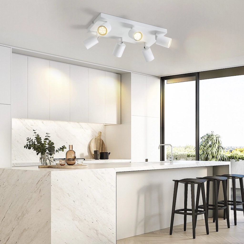 ZMH Faretto da soffitto bianchi 6 luci GU10 orientabili 330° stile industriale moderno per soggiorno senza lampadina
