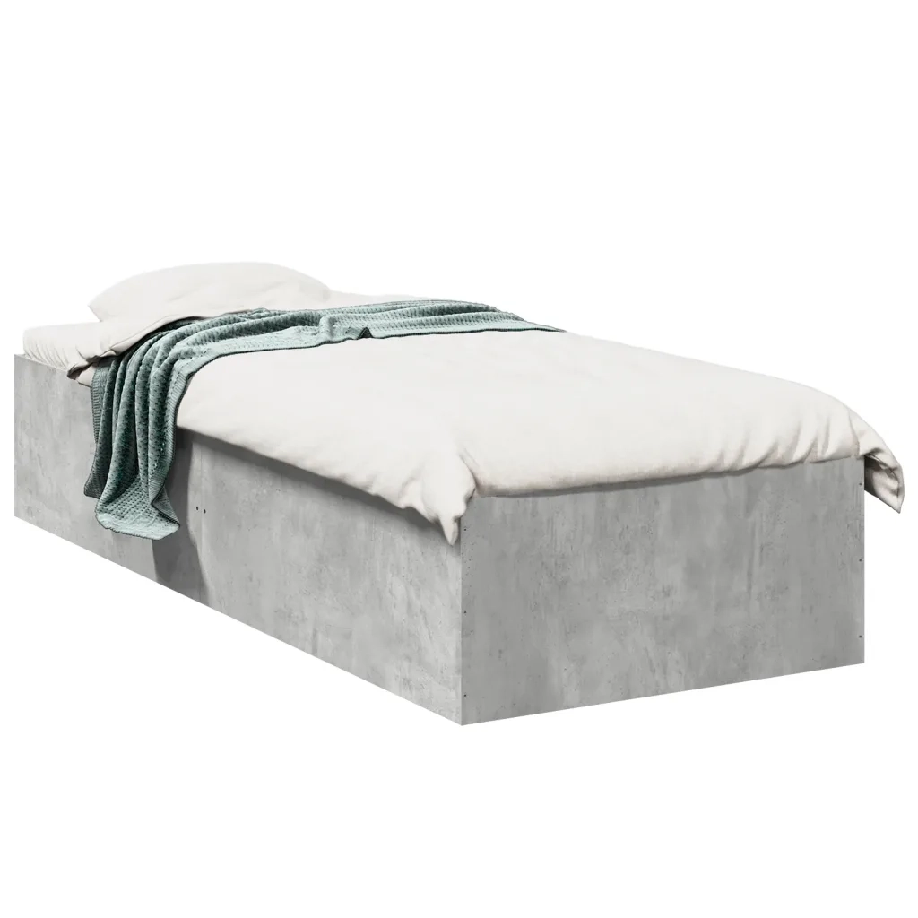 Letto singolo | Letto per adulti | Giroletto Grigio Cemento 75x190 cm in Legno Multistrato