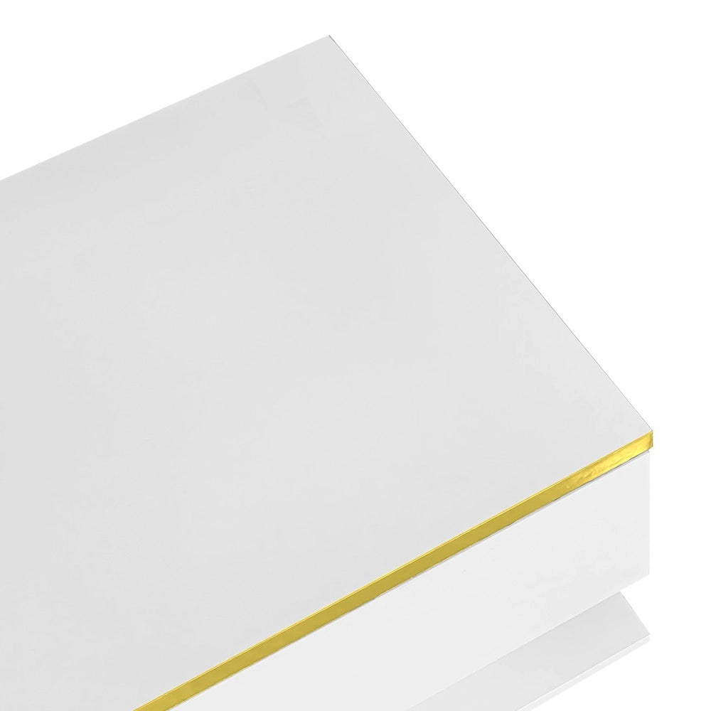 Tavolino da Caff¨¨ con Vetro e LED ¨C MINIMAL ¨C Bianco Lucido, 90 cm