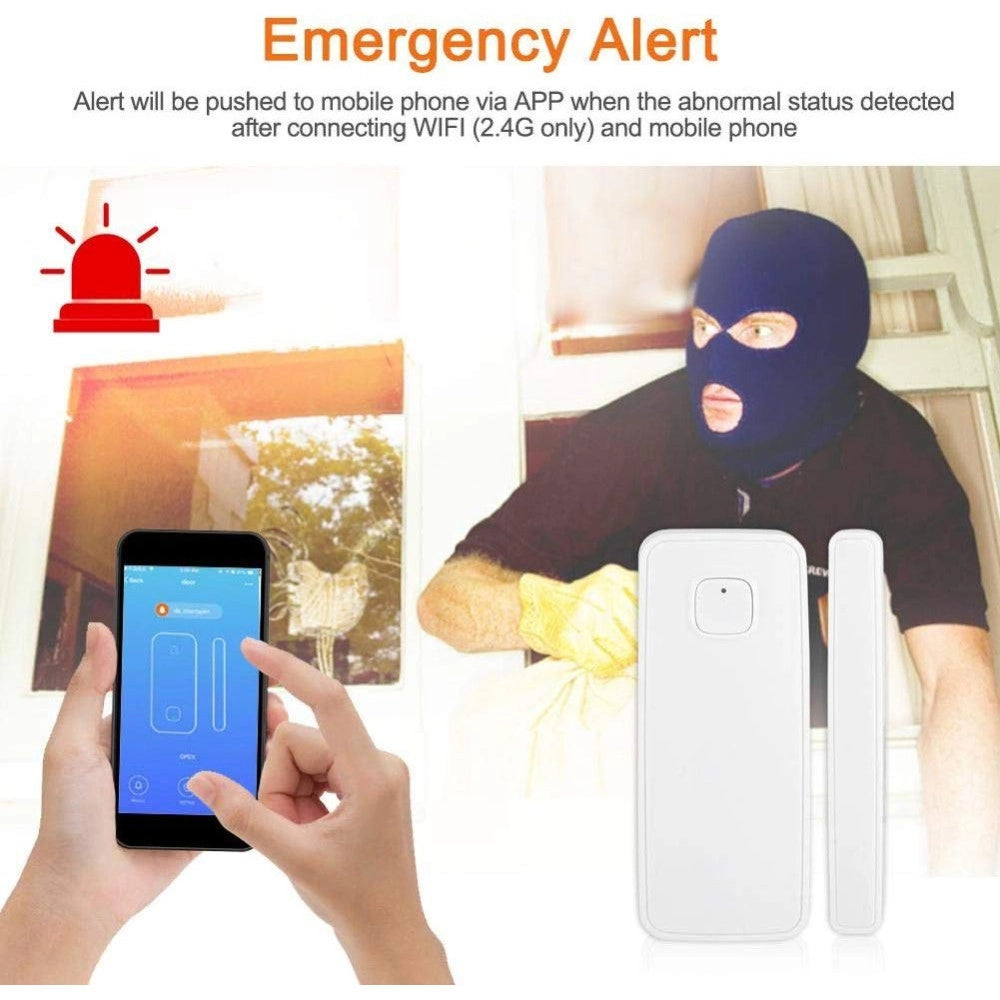 Trade Shop - Sensore Magnetico Per Porte E Finestre Wifi Allarme Con App Sicurezza Antifurto -