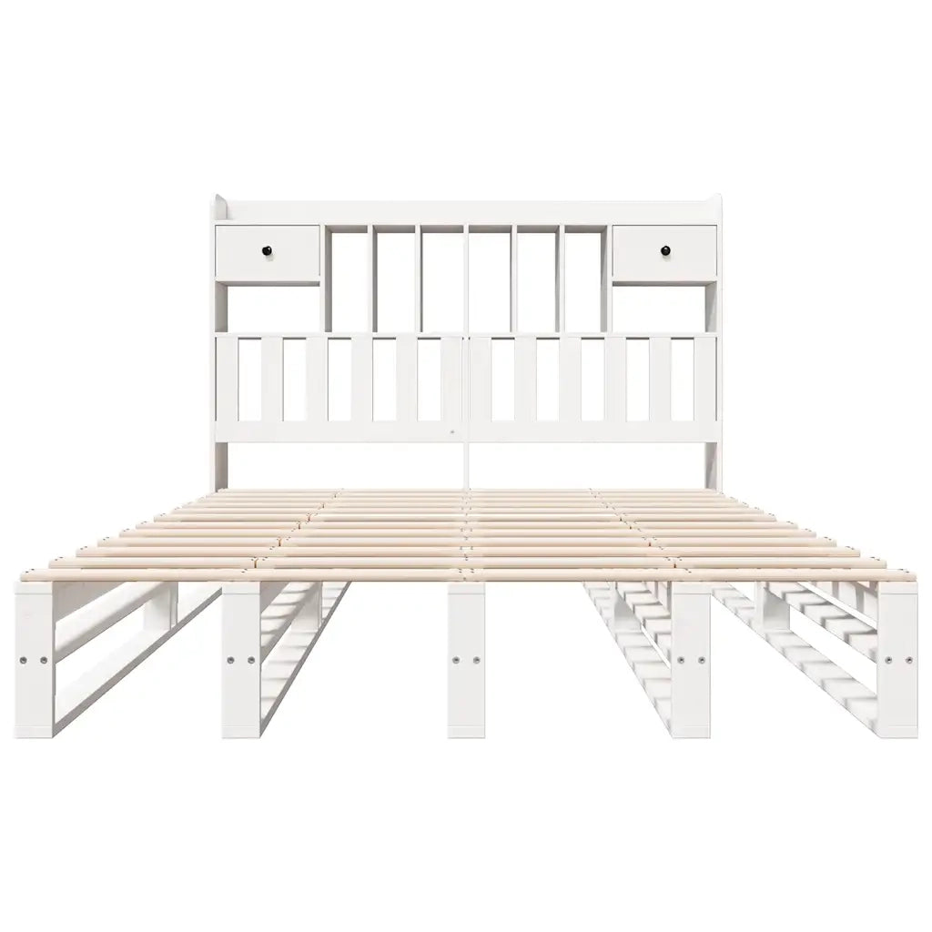 Letto Libreria senza Materasso Bianco 140x190 cm Legno di Pino