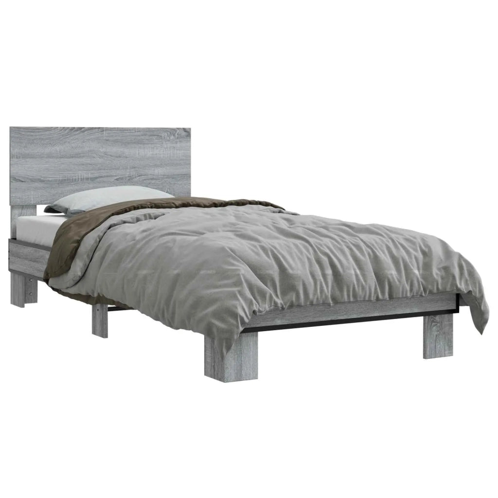 Struttura letto con testata-Giroletto Sonoma grigio 80 x 200 cm 649624
