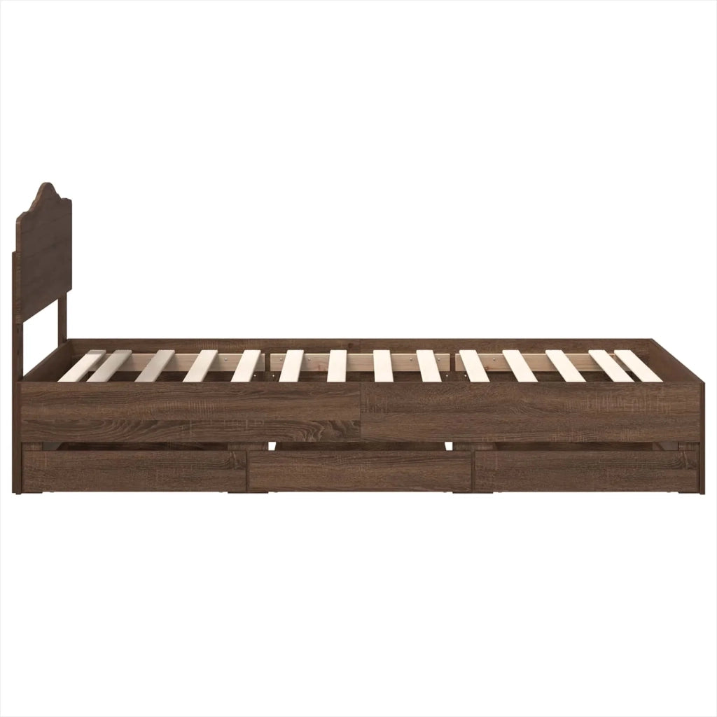 Struttura del letto con cassetto Rovere Marrone 90 x 190 cm 3413053