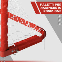 Set 2 Porte da Calcio Pieghevole da Esterno con 4 Picchetti 90x36x60 cm in Acciaio e Tetrolon Rosso