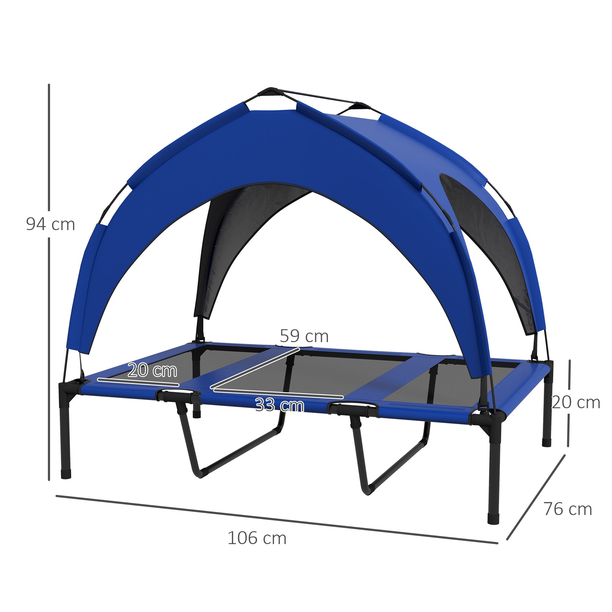 Cuccia per Cani Taglia Grande 106x76x94 cm in Acciaio e Poliestere Blu Scuro