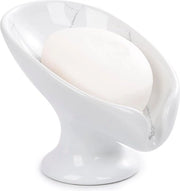 Zeppiera, contenitore ceramico per sapone, tazza per sapone autoapribile, mantiene il sapone asciutto, forma foglia, zeppiera vintage, adatto per cucina, bagno, doccia, lavabo (marmo, bianco, grigio)