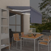 Tenda Automatica Parasole LED Sensore Vento 3x2,5m Blu e Bianco 3069391