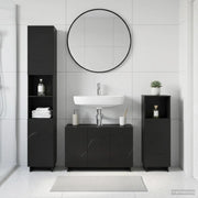 Set mobili da bagno 3 pz Nero Legno ingegnerizzato 3433056