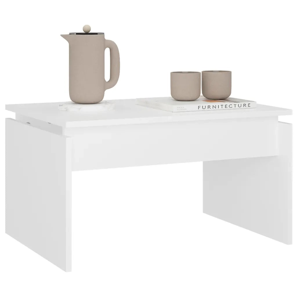 Tavolino da Salotto Bianco 68x50x38 cm Legno Multistrato 808332