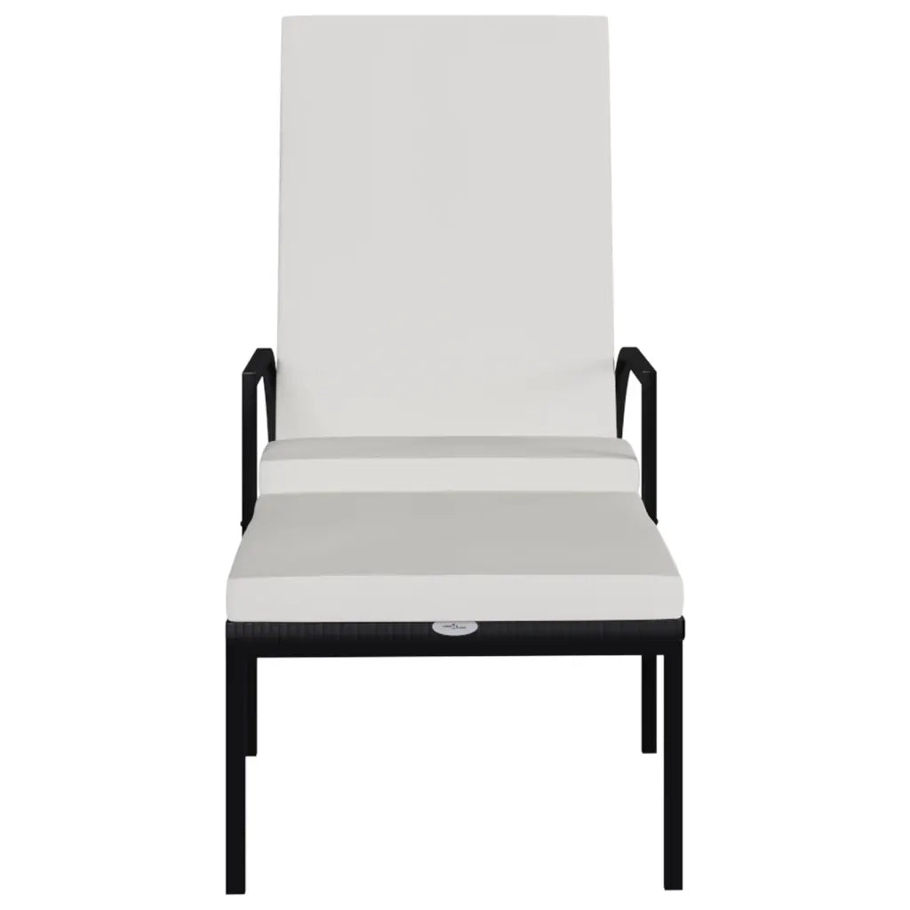 Lettini Prendisole 2 pz con Poggiapiedi in Rattan PE Nero 317632