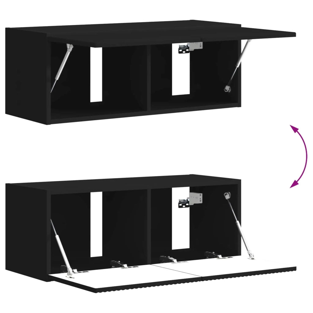 Set mobile TV Montaggio a parete 6 pcs Nero Legno multistrato 3409061