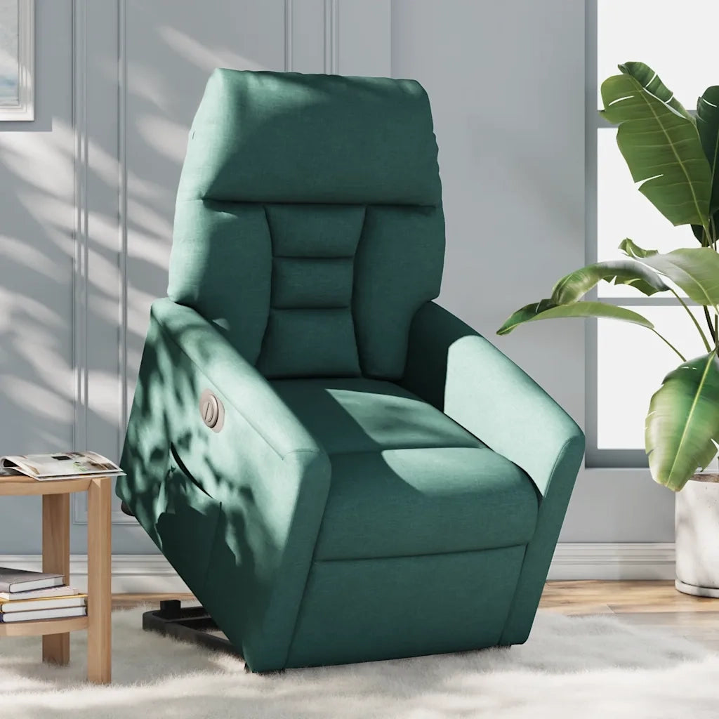 Poltrona Alzapersona Reclinabile Elettrica Verde Scuro Tessuto 3303058