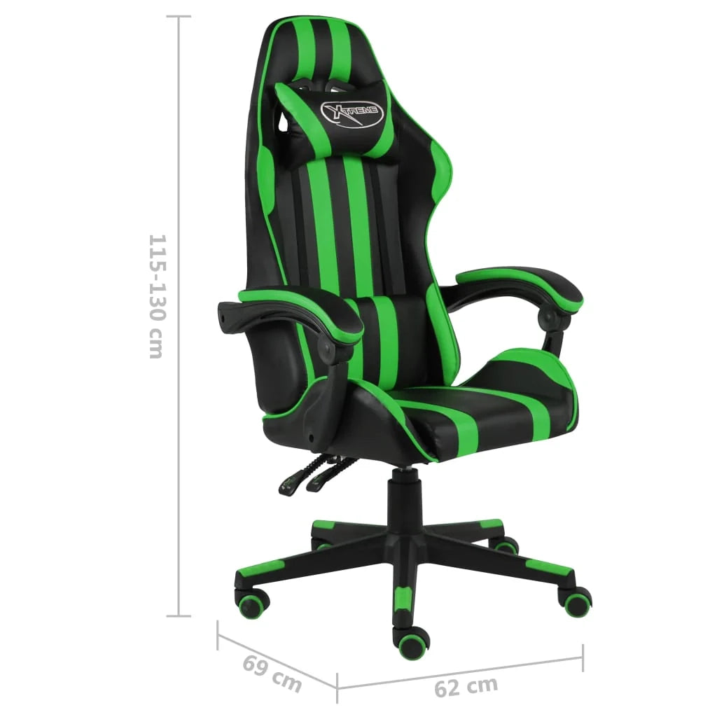 Sedia/seduta girevole da ufficio per uso al computer studio videogiochi e similpelle verde 02_0024227