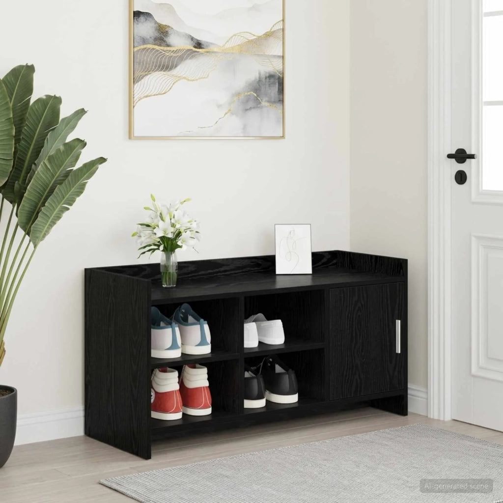Mobile per scarpe con porta Rovere Nero 100 x 39,5 x 51 cm 8011356