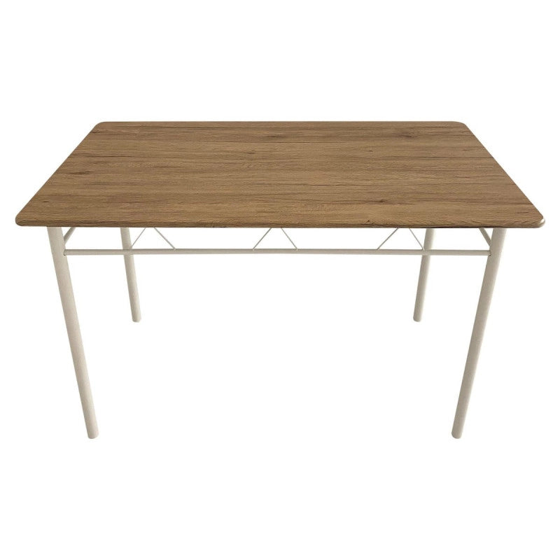 Tavolo Cecilia In Mdf Naturale E Metallo Bianco Dimensione 120x70x74cm