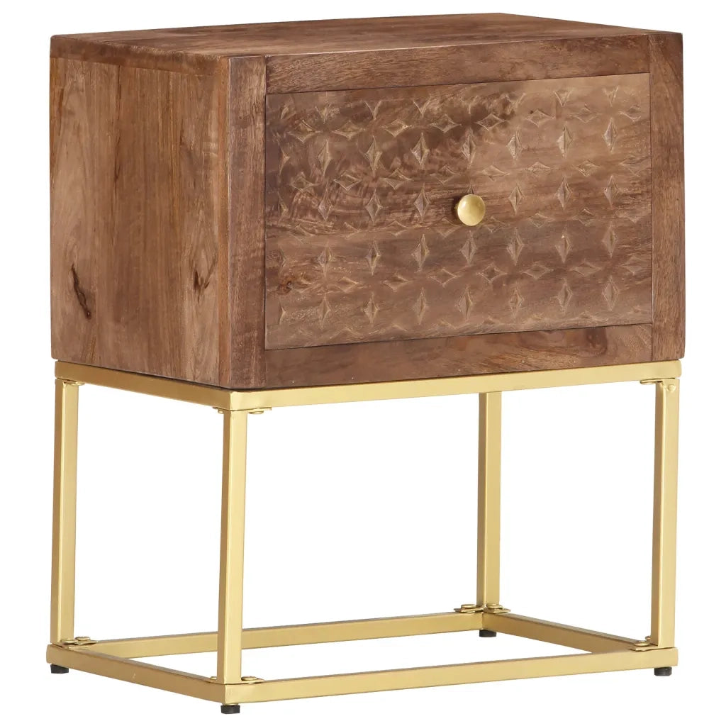 Comodino | Armadio da Notte | Mobiletto da notte 40x30x50 cm in Legno Massello di Mango