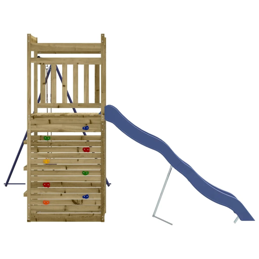 Area giochi all'aperto con altalene scivolo e robuste strutture per arrampicarsi  giochi da giardino 246 x 349 x 207 cm legno di pino impregnato 02_0005023
