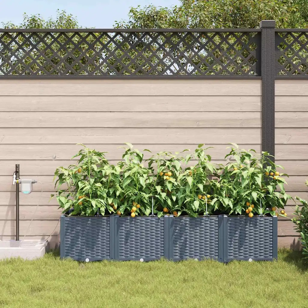 Vaso da giardino 4 pz-Set di 4 Fioriera da Esterno-Contenitore per Piante Grigio Chiaro Acciaio 535281