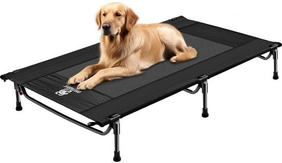 Letto per Animali da Campeggio, Dimensioni 130x70 cm, Altezza 21 cm, Rapido da Montare, Stabile, Comodo e Respirante, Duraturo e Facile da Pulire, Letto per Cani e Gatti - Nero