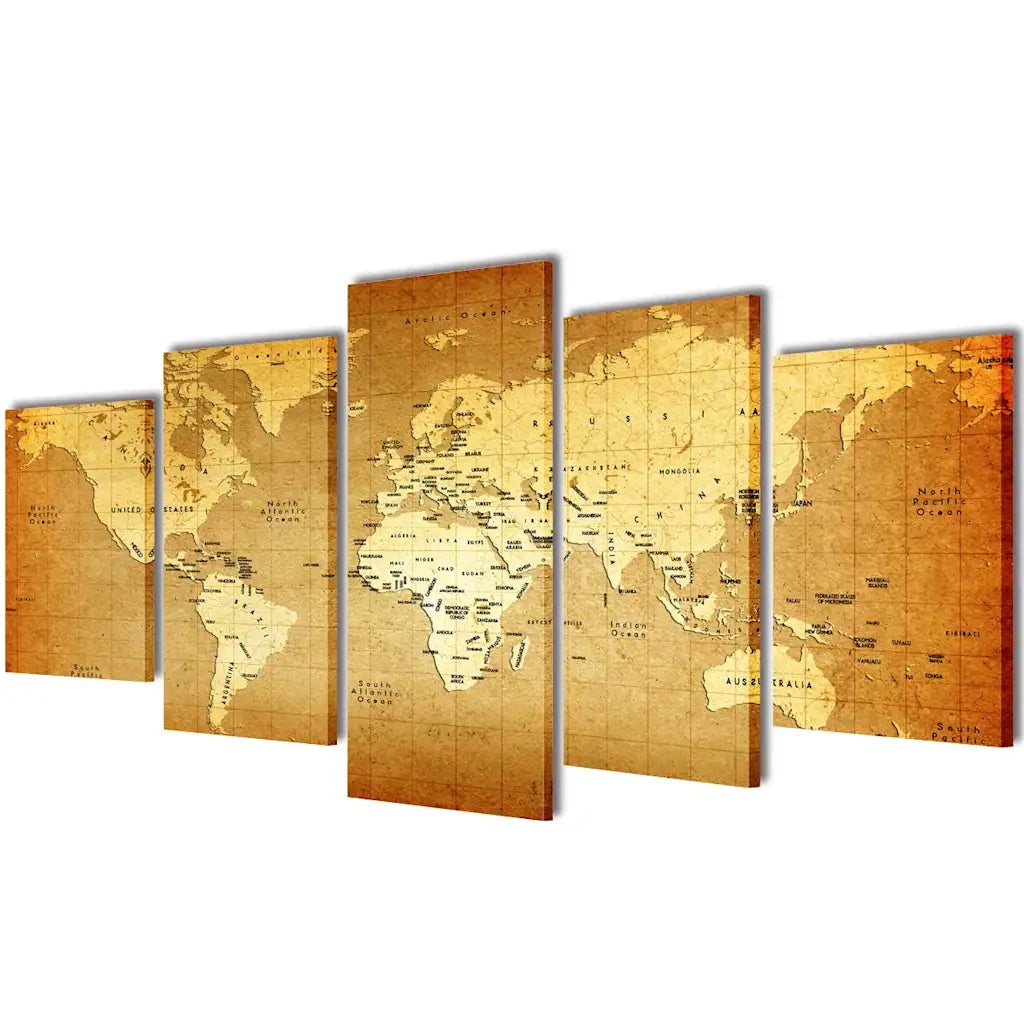 Set Stampa su Tela da Muro Mappa del Mondo 200 x 100 cm 241597