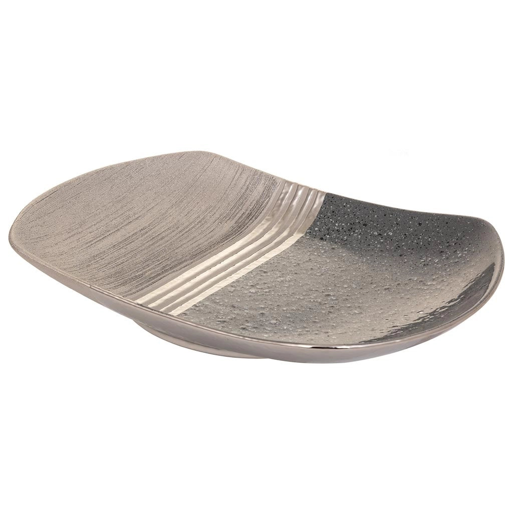 Centrotavola in ceramica argento 38x26,5x5,5h