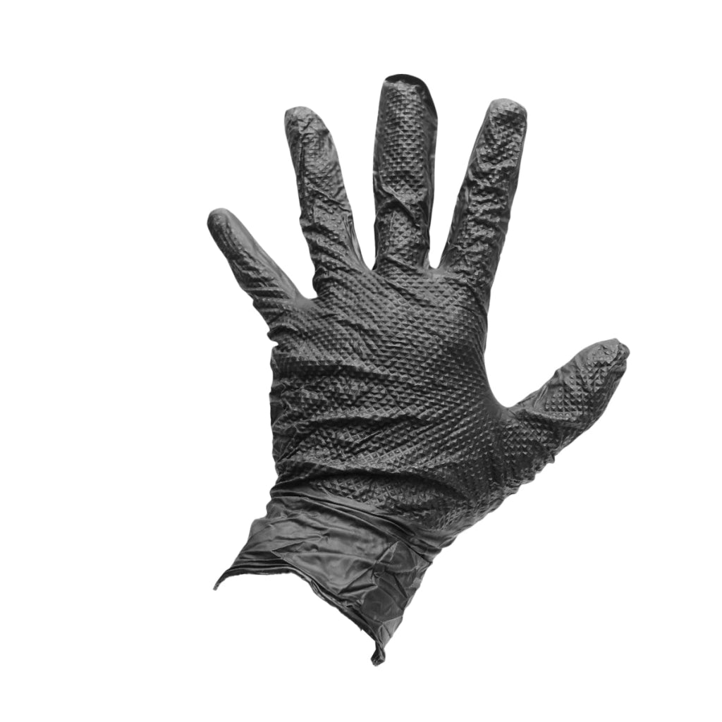 Guanti in nitrile neri senza polvere con texture a diamante, taglia S, 100 pezzi/scatola