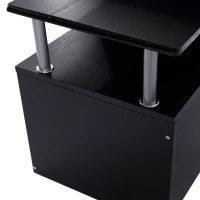 Scrivania per Computer Moderna con Cassetti, Ripiani e Tastiera Estraibile, Scrivania da Ufficio per Casa in Legno Nero 152x60x88cm