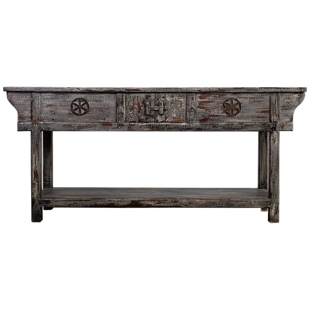 Mobile da ingresso in legno con finitura artigianale Grigio scuro inve