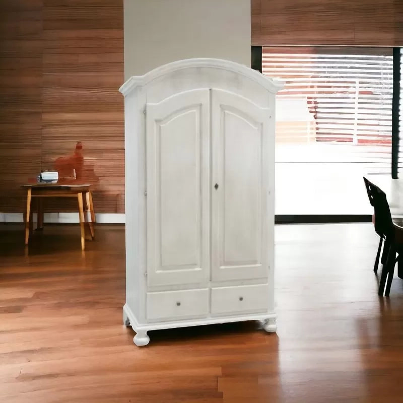 Armadio shabby 2 porte legno bianco anticato 125x61x200 - Mobili 2G