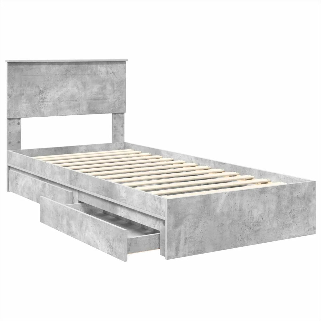 Letto con Contenitore con testiera Grigio cemento 70 x 190 cm 3408511