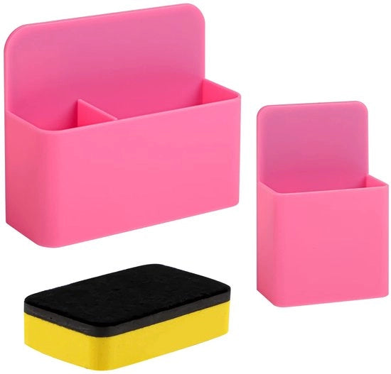 Magnetici appuntatori, 2-pack magnetici appuntatori, appuntatori magnetici, appuntatori magnetici per lavagna bianca, frigorifero, ufficio scolastico, con spugna per lavagna (rosa)