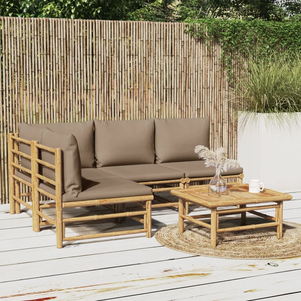 Set Salotto da Giardino 5pz con Cuscini Tortora BambÃ¹cod mxl 124283