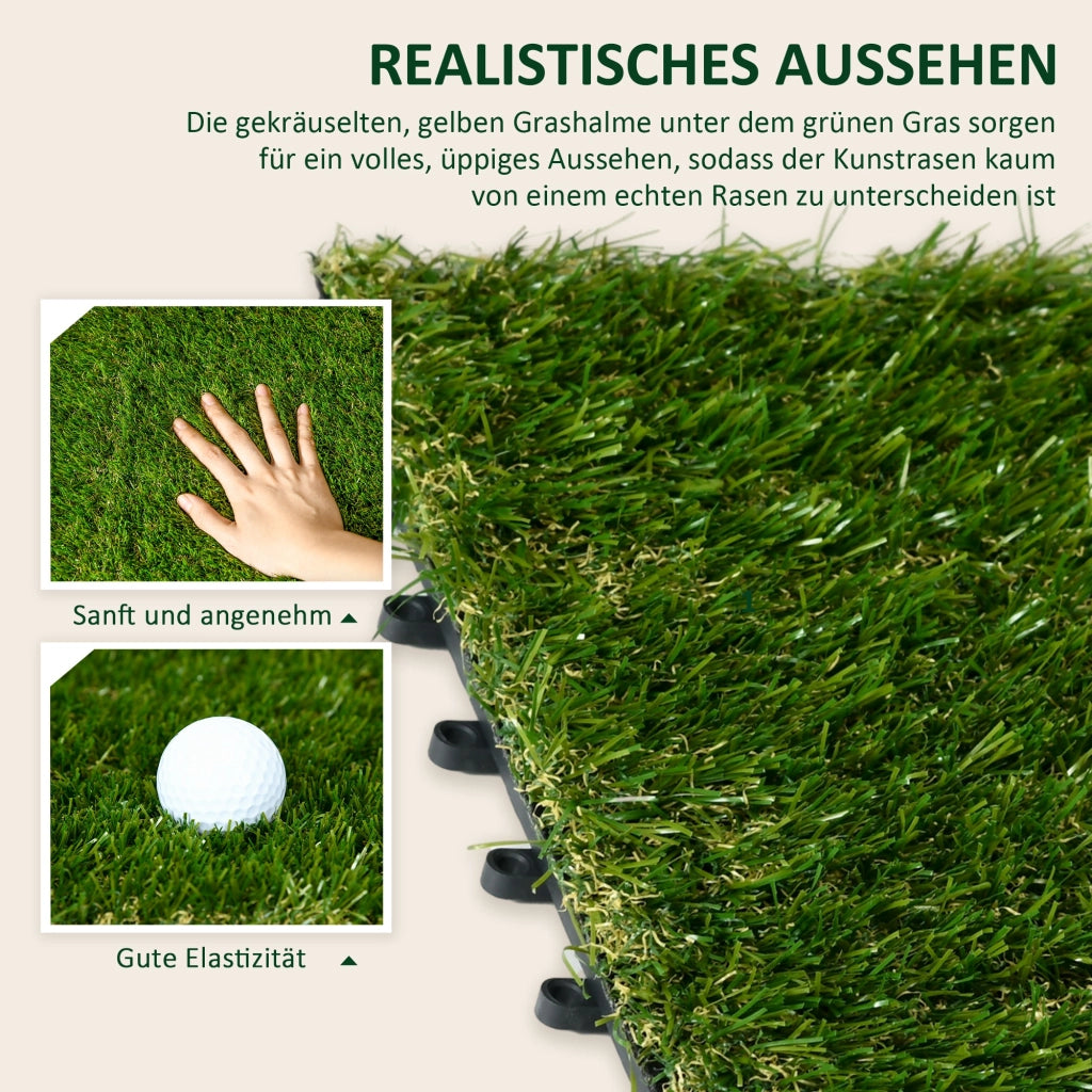 Tappeto erba sintetica per giardino ¨C zephmum ¨C verde, set 10 pezzi 30x30cm