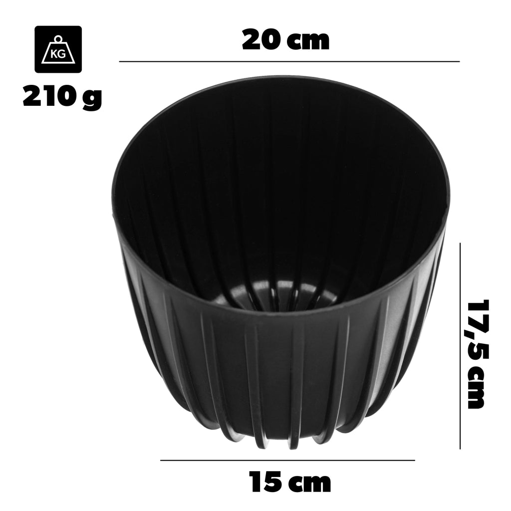 Vaso da fiori KADAX, Vaso da fiori, Rotondo, 20 cm, Plastica, Nero