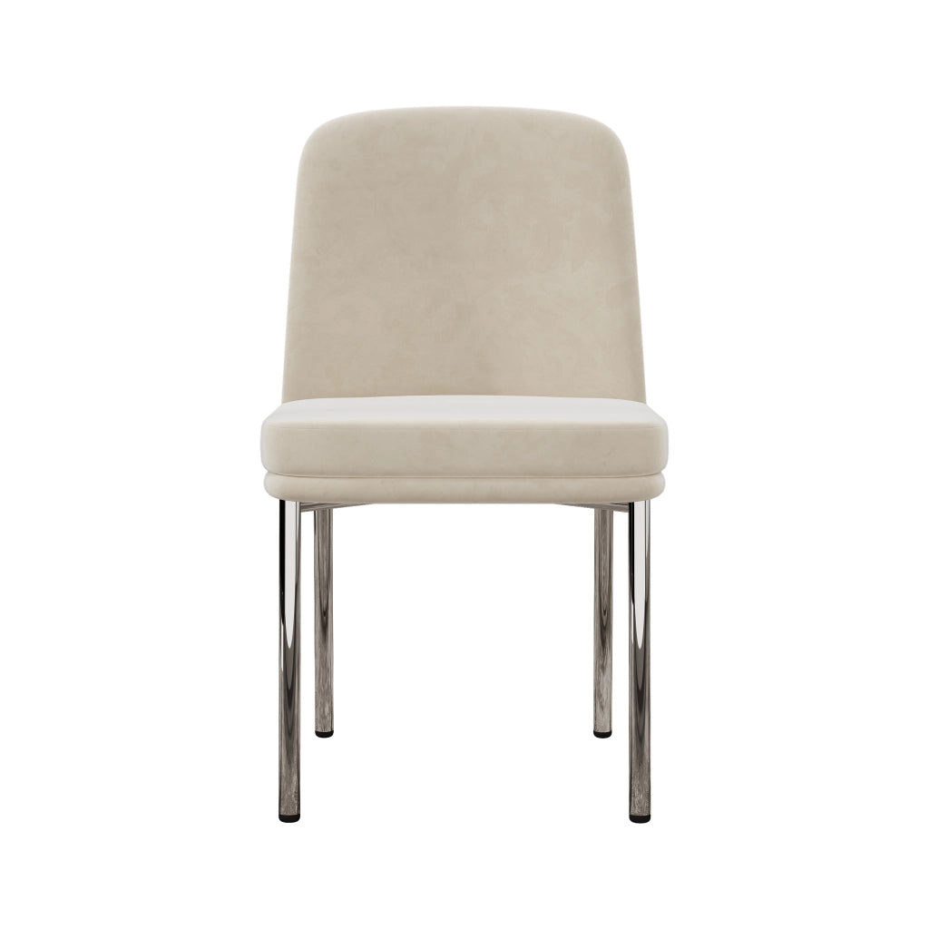 Set di 4 sedie da pranzo - con seduta imbottita e struttura in metallo - in velluto beige