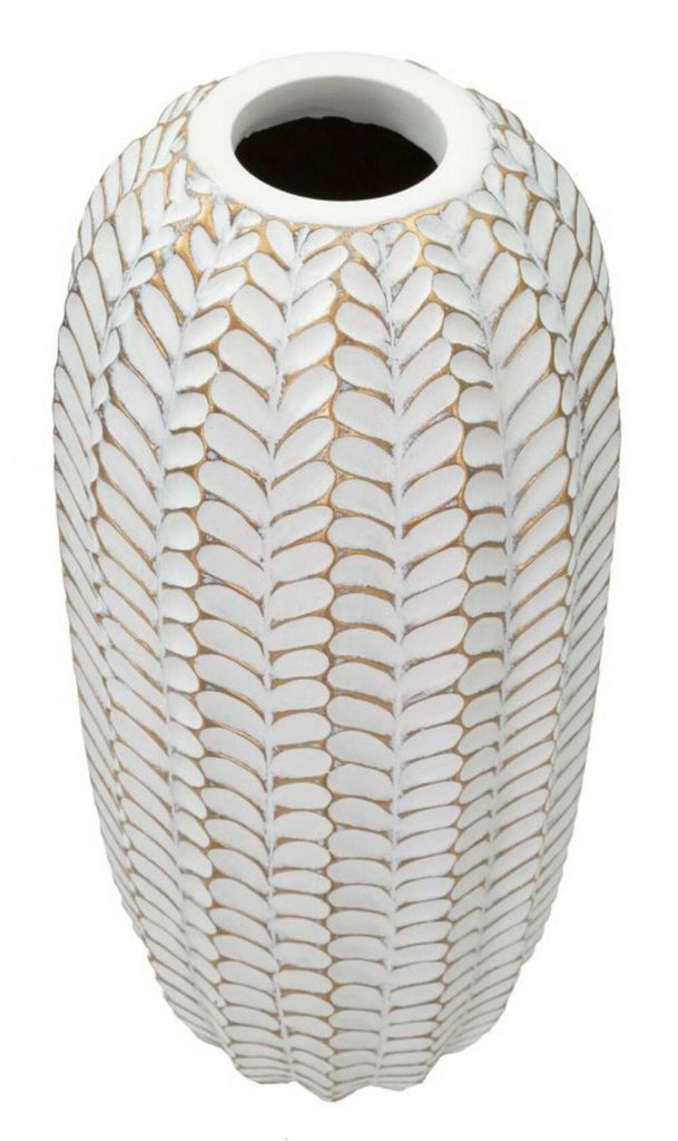 Oggettistica Whitechapel, Complemento d'arredo, Articolo decorativo, Accessorio d'arredo, Bianco e Oro, 19x19 h46 cm